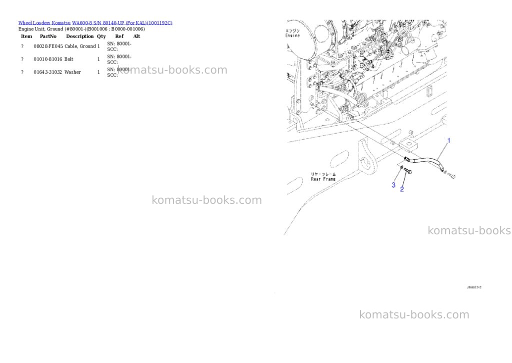 Komatsu wa600-8 s/n 80140-up for kal Parts catalog cover Page 5