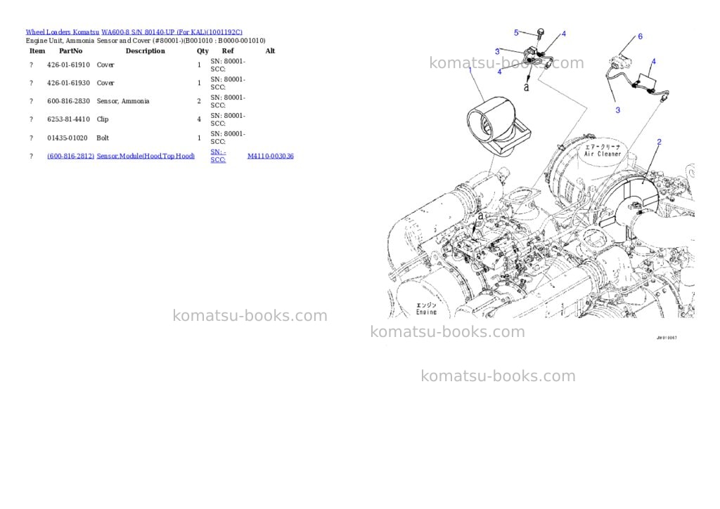 Komatsu wa600-8 s/n 80140-up for kal Parts catalog cover Page 9