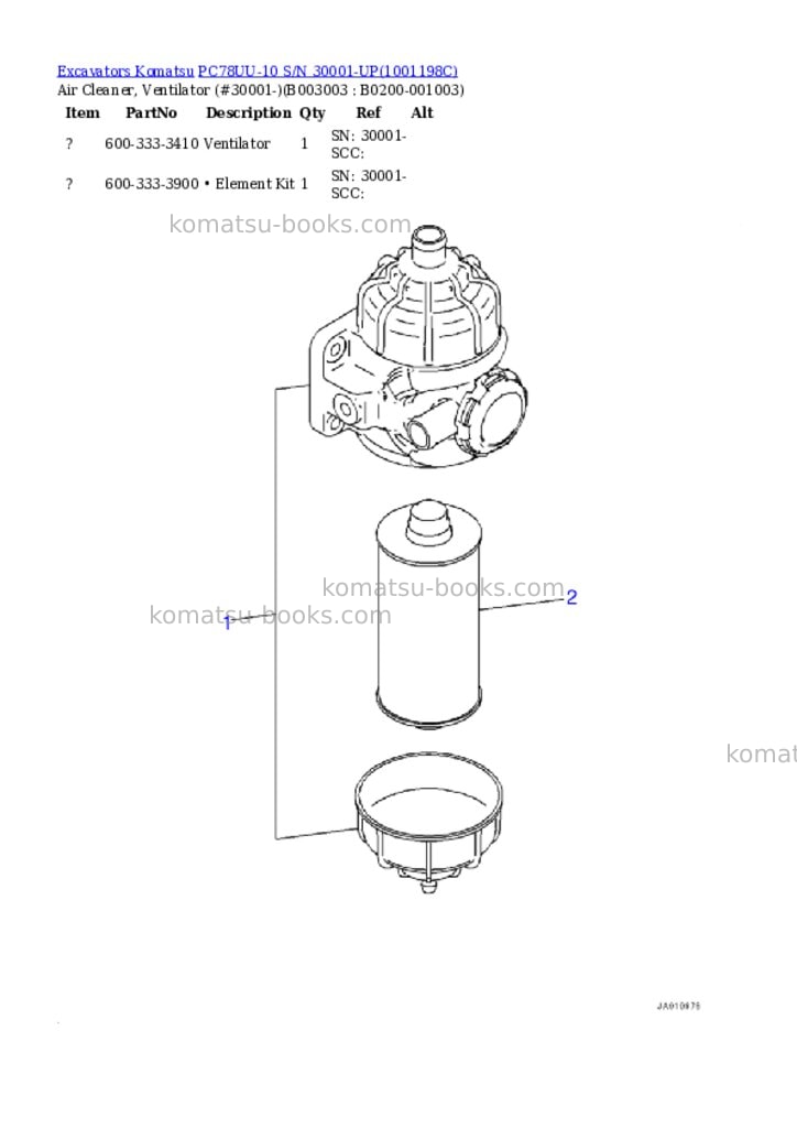 Komatsu pc78uu-10 s/n 30001-up Parts catalog cover Page 4 Komatsu pc78uu-10 s/n 30001-up Parts catalog cover Page 4