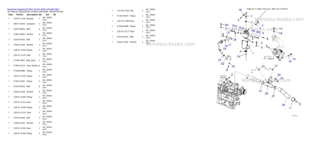 Komatsu pc78uu-10 s/n 30001-up Parts catalog cover Page 5 Komatsu pc78uu-10 s/n 30001-up Parts catalog cover Page 5