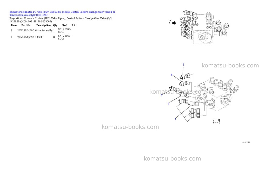 Komatsu pc78us-8 s/n 28969-up 4-way control pattern change over valve for taiwan chassis only Parts catalog cover Page 2