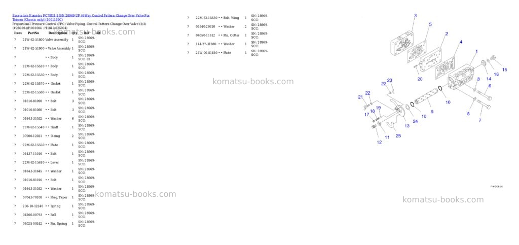 Komatsu pc78us-8 s/n 28969-up 4-way control pattern change over valve for taiwan chassis only Parts catalog cover Page 3