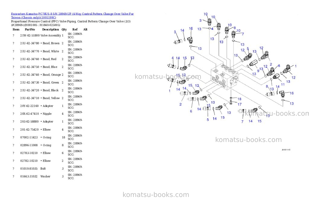 Komatsu pc78us-8 s/n 28969-up 4-way control pattern change over valve for taiwan chassis only Parts catalog cover Page 4