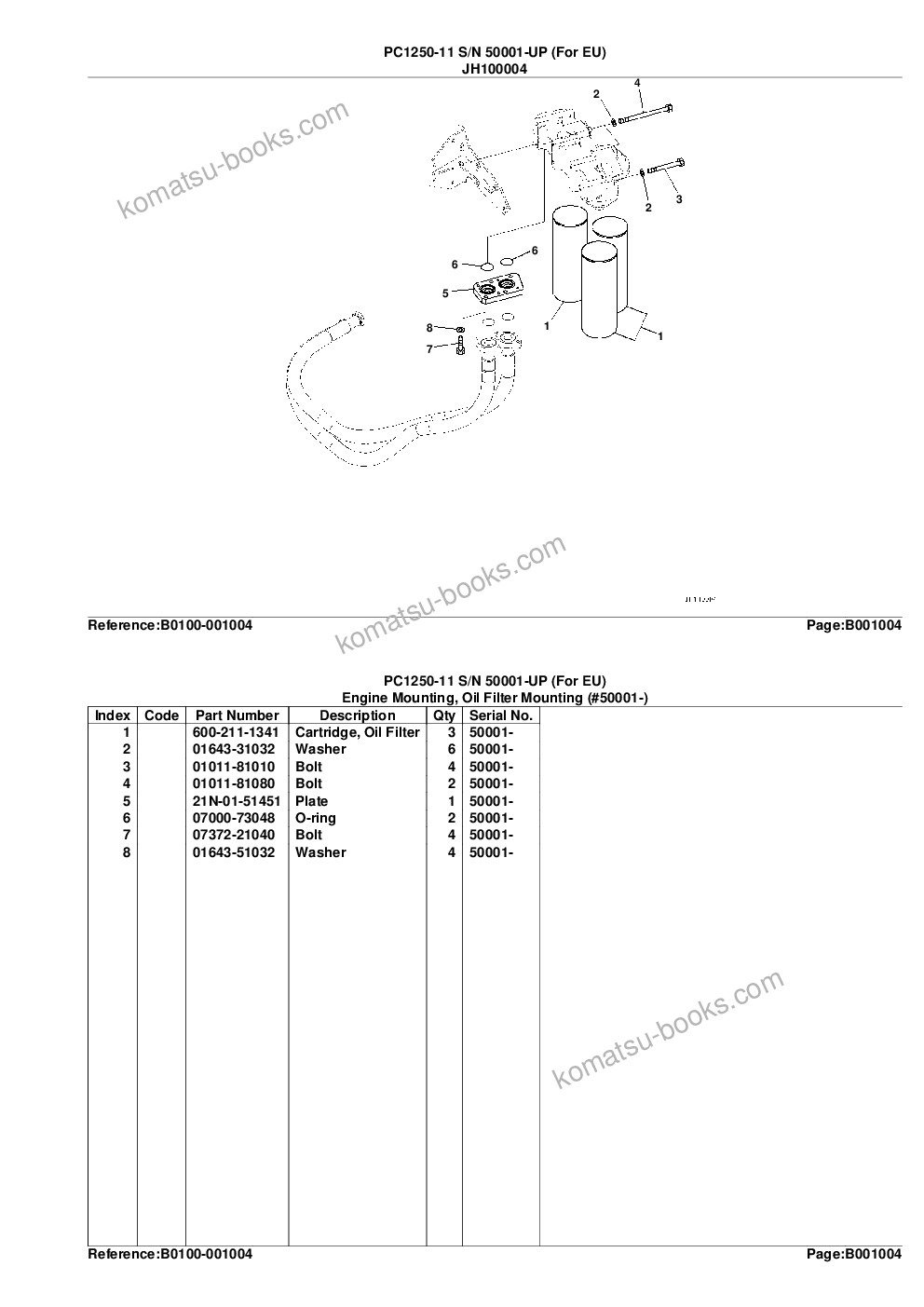Komatsu PC1250-11 S/N 50001-UP (For EU) Parts catalog cover Page 7