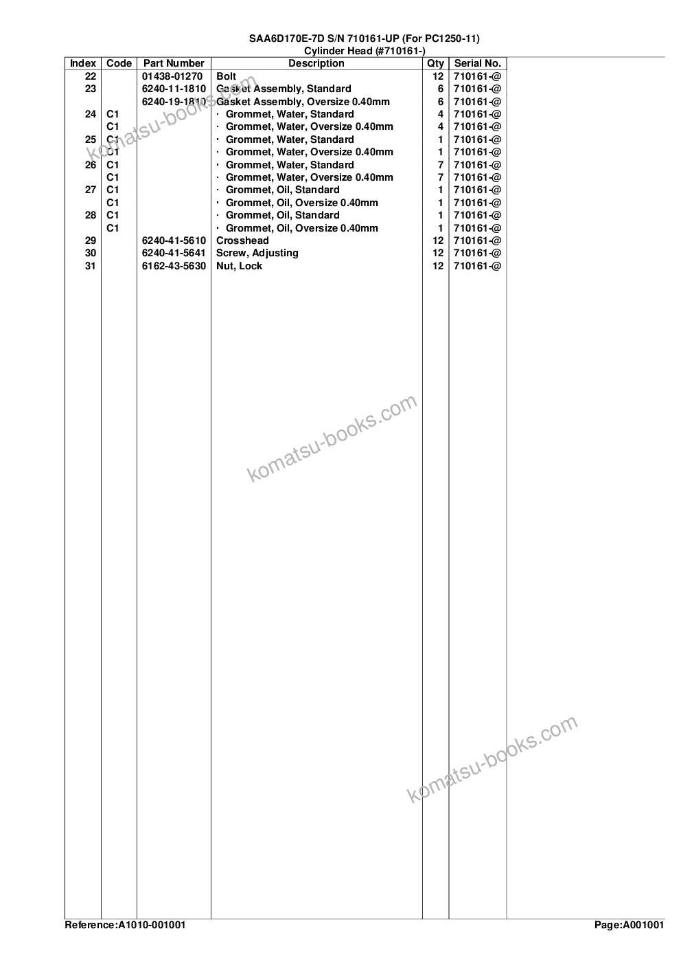 Komatsu saa6d170e-7d s/n 710161-up for pc1250-11 Parts catalog cover Page 5 Komatsu saa6d170e-7d s/n 710161-up for pc1250-11 Parts catalog cover Page 5