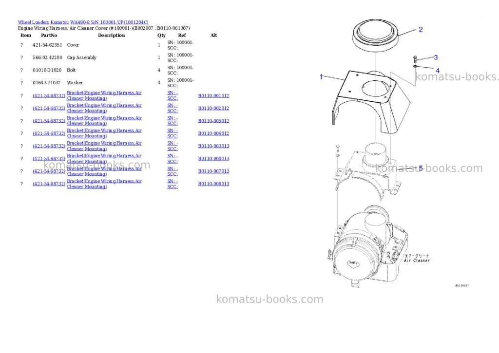 Komatsu WA480-8 S/N 100001-UP Parts catalog cover Page 7 Komatsu WA480-8 S/N 100001-UP Parts catalog cover Page 7