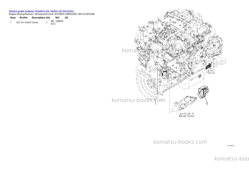 Komatsu WA480-8 S/N 100001-UP Parts catalog cover Page 8 Komatsu WA480-8 S/N 100001-UP Parts catalog cover Page 8