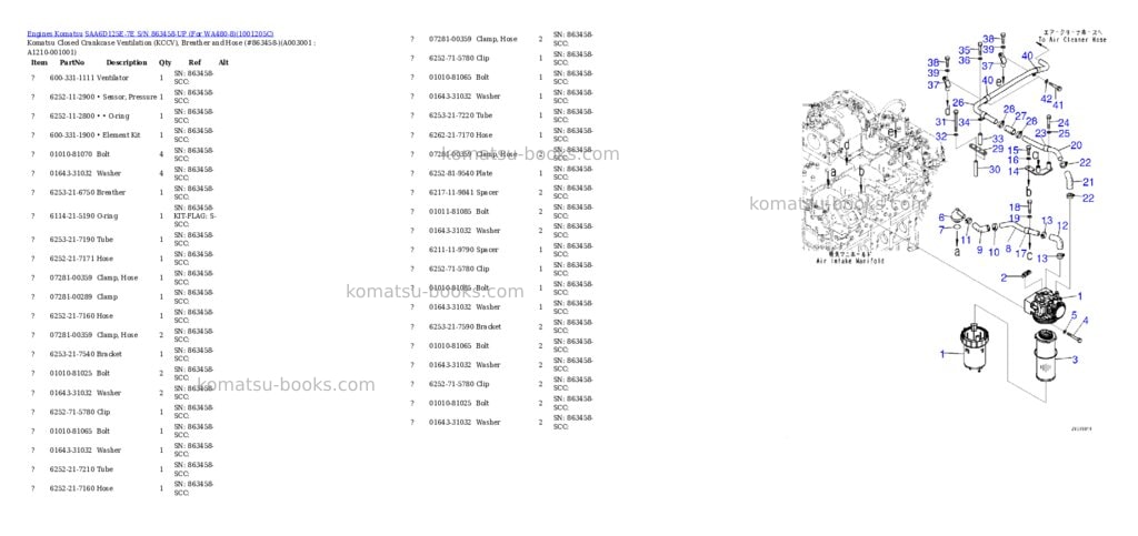 Komatsu SAA6D125E-7E S/N 863458-UP (For WA480-8) Parts catalog cover Page 2