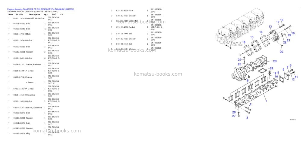 Komatsu SAA6D125E-7E S/N 863458-UP (For WA480-8) Parts catalog cover Page 4