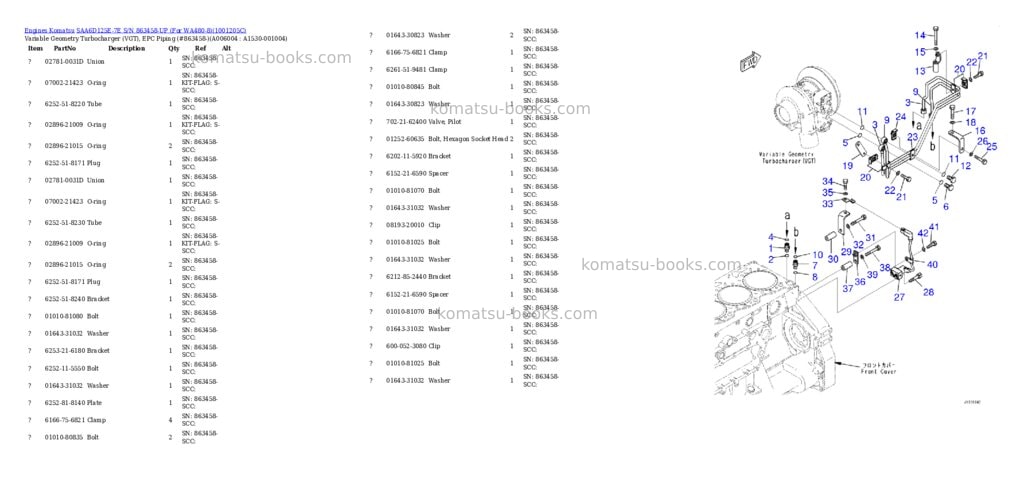 Komatsu SAA6D125E-7E S/N 863458-UP (For WA480-8) Parts catalog cover Page 9