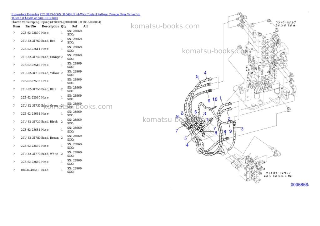 Komatsu pc138us-8 s/n 34049-up 4-way control pattern change over valve for taiwan chassis only Parts catalog cover Page 3