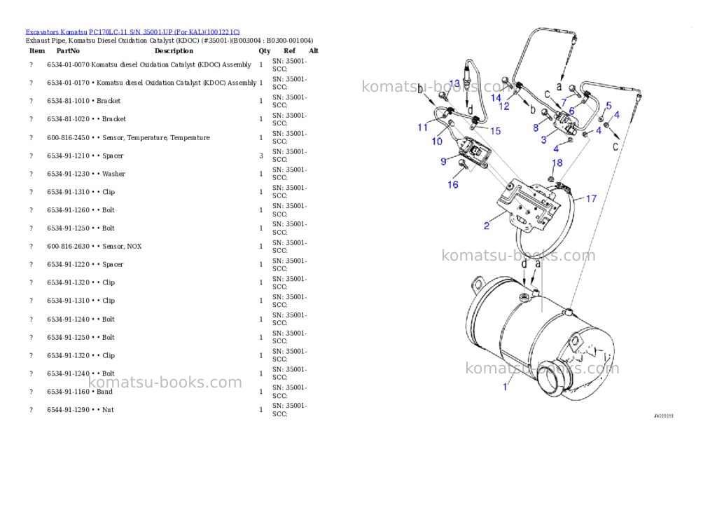 Komatsu PC170LC-11 S/N 35001-UP (For KAL) Parts catalog cover Page 11 Komatsu PC170LC-11 S/N 35001-UP (For KAL) Parts catalog cover Page 11