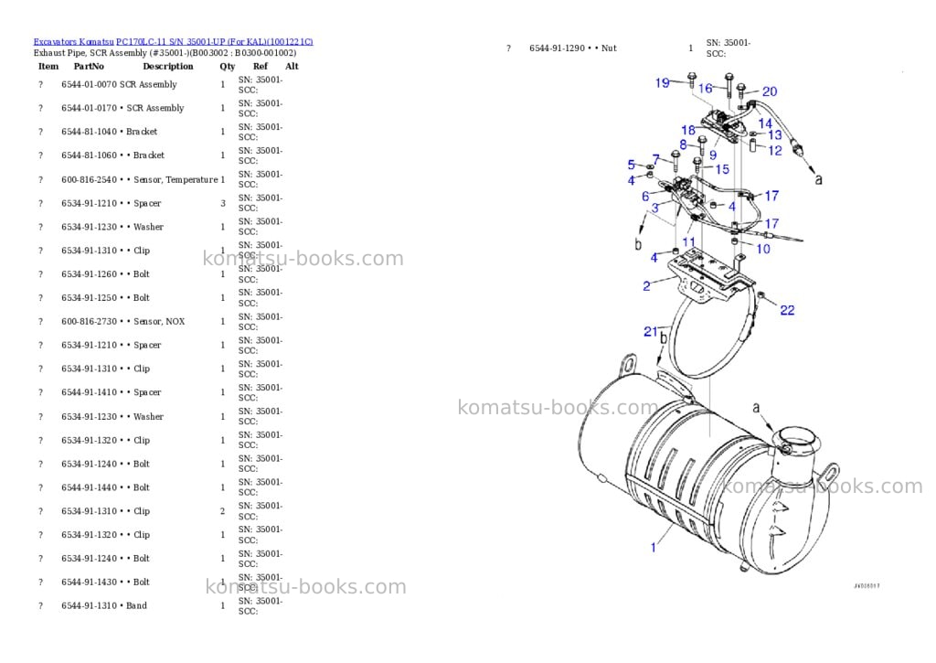 Komatsu PC170LC-11 S/N 35001-UP (For KAL) Parts catalog cover Page 9 Komatsu PC170LC-11 S/N 35001-UP (For KAL) Parts catalog cover Page 9