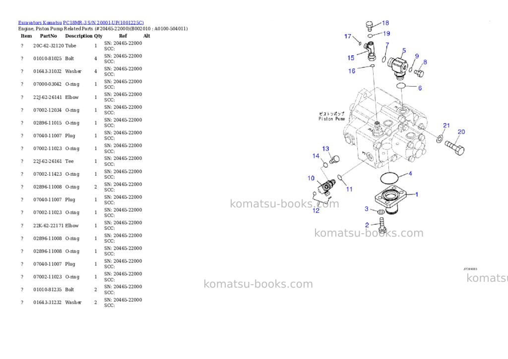 Komatsu pc18mr-3 s/n 20001-up Parts catalog cover Page 10 Komatsu pc18mr-3 s/n 20001-up Parts catalog cover Page 10
