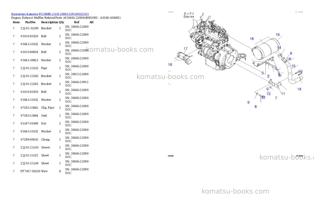 Komatsu pc18mr-3 s/n 20001-up Parts catalog cover Page 2 Komatsu pc18mr-3 s/n 20001-up Parts catalog cover Page 2