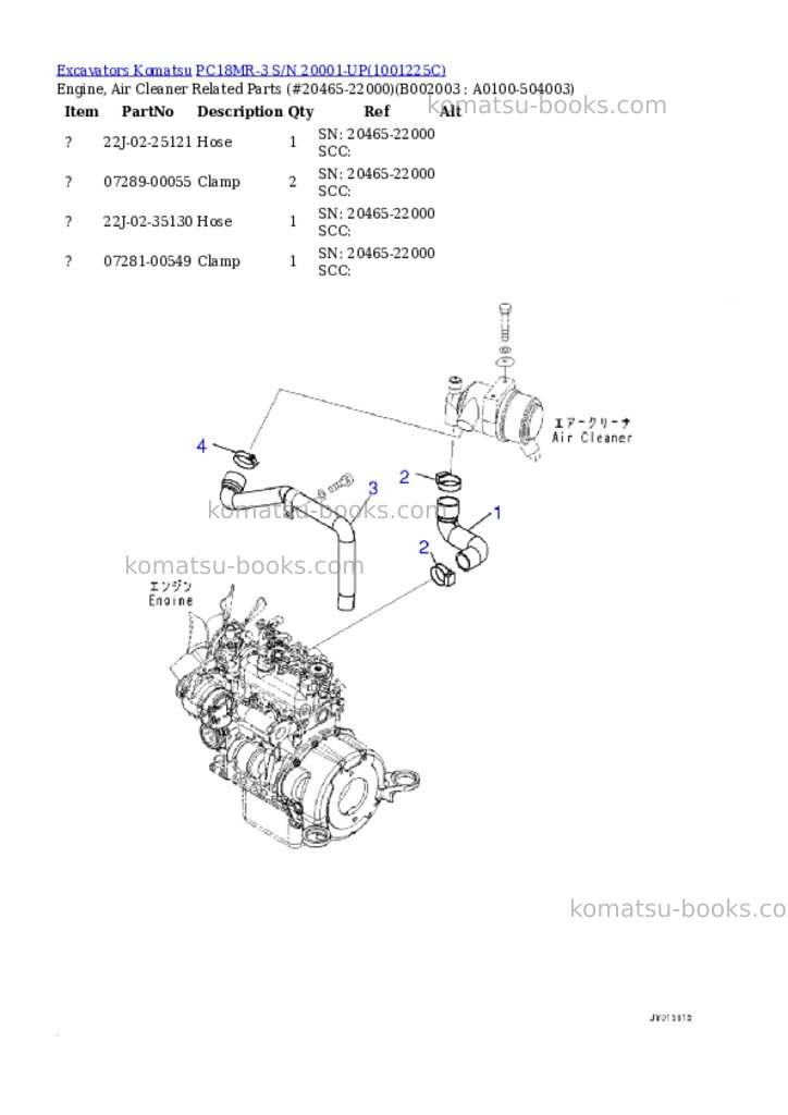 Komatsu pc18mr-3 s/n 20001-up Parts catalog cover Page 3 Komatsu pc18mr-3 s/n 20001-up Parts catalog cover Page 3