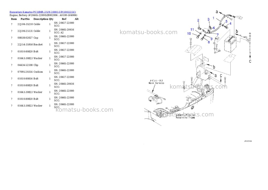 Komatsu pc18mr-3 s/n 20001-up Parts catalog cover Page 6 Komatsu pc18mr-3 s/n 20001-up Parts catalog cover Page 6