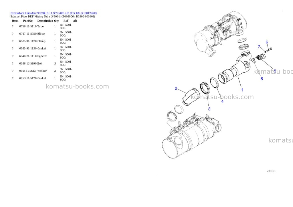 Komatsu pc228us-11 s/n 5001-up for kal Parts catalog cover Page 10 Komatsu pc228us-11 s/n 5001-up for kal Parts catalog cover Page 10