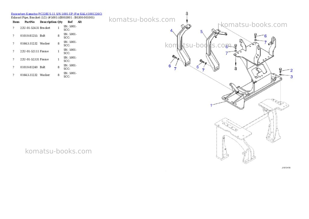 Komatsu pc228us-11 s/n 5001-up for kal Parts catalog cover Page 5 Komatsu pc228us-11 s/n 5001-up for kal Parts catalog cover Page 5