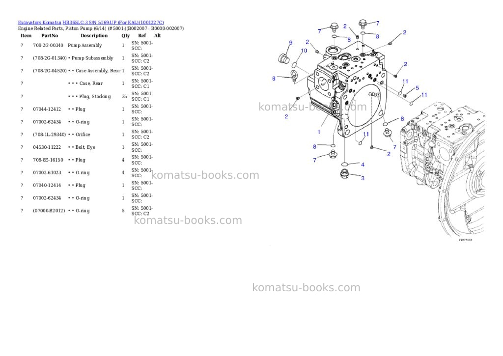 Komatsu hb365lc-3 s/n 5169-up for kal Parts catalog cover Page 11