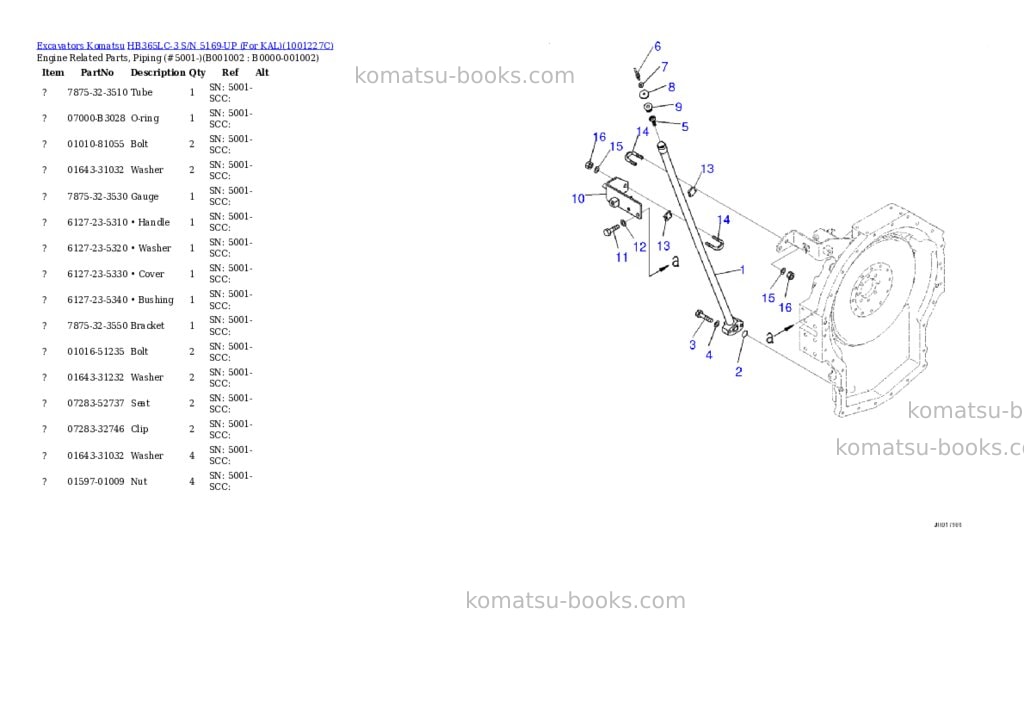 Komatsu hb365lc-3 s/n 5169-up for kal Parts catalog cover Page 2