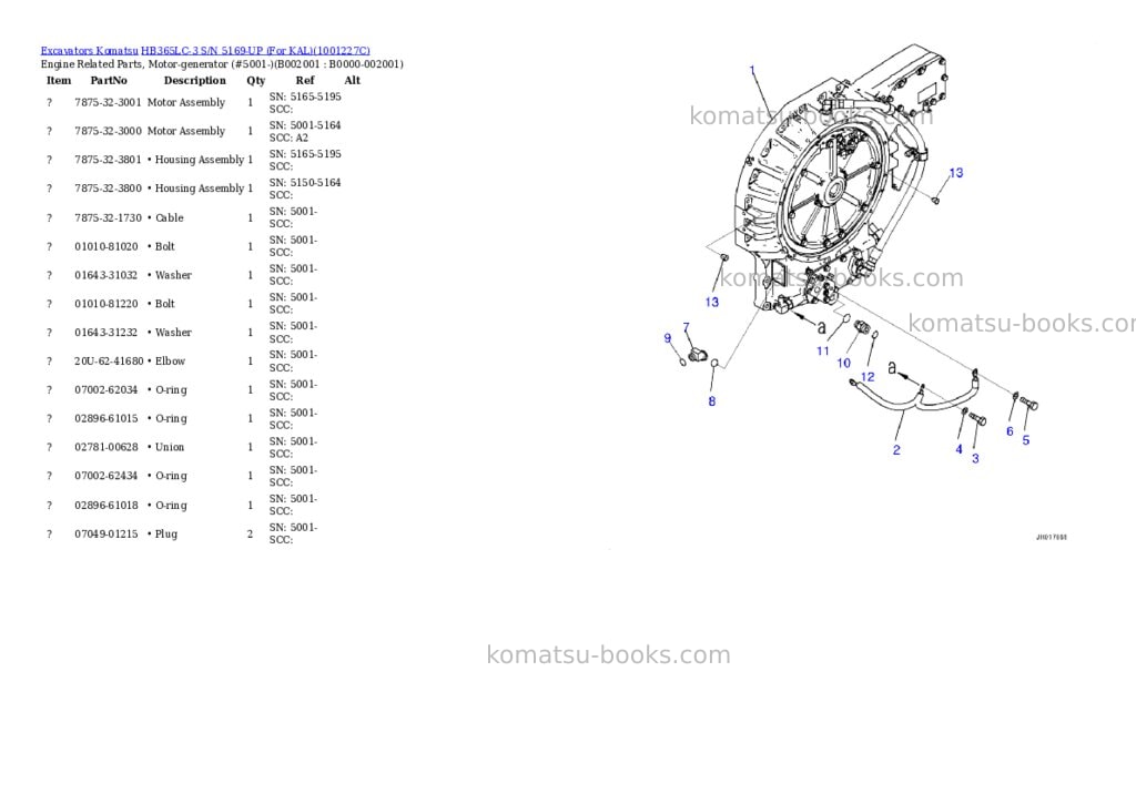 Komatsu hb365lc-3 s/n 5169-up for kal Parts catalog cover Page 5