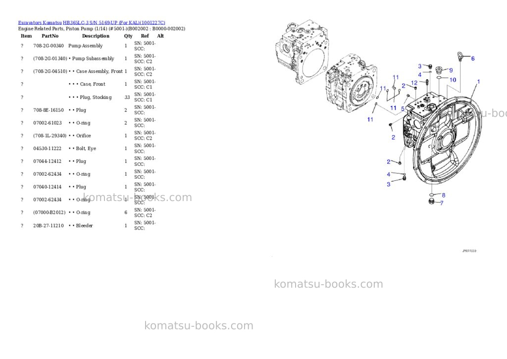 Komatsu hb365lc-3 s/n 5169-up for kal Parts catalog cover Page 6