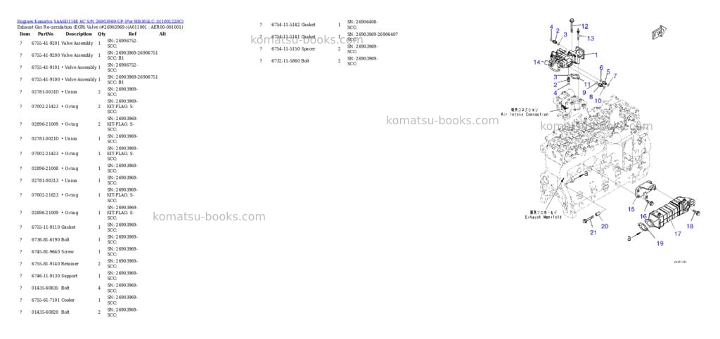 Komatsu SAA6D114E-6C S/N 26903969-UP (For HB365LC-3) Parts catalog cover Page 10