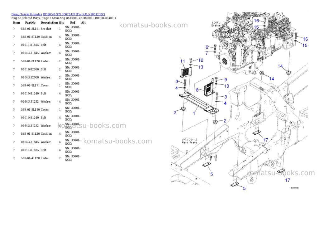 Komatsu hd605-8 s/n 30072-up for kal Parts catalog cover Page 4