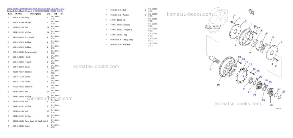 Komatsu hd605-8 s/n 30072-up for kal Parts catalog cover Page 5