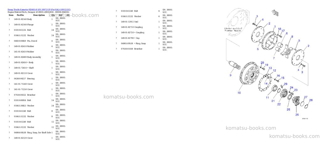Komatsu hd605-8 s/n 30072-up for kal Parts catalog cover Page 9