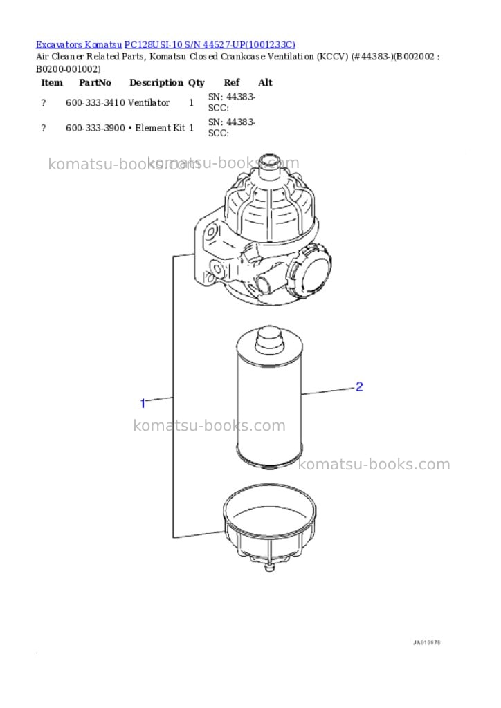 Komatsu pc128usi-10 s/n 44527-up Parts catalog cover Page 4 Komatsu pc128usi-10 s/n 44527-up Parts catalog cover Page 4