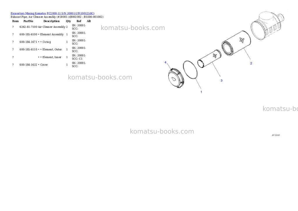 Komatsu pc2000-11 s/n 30001-up Parts catalog cover Page 3 Komatsu pc2000-11 s/n 30001-up Parts catalog cover Page 3