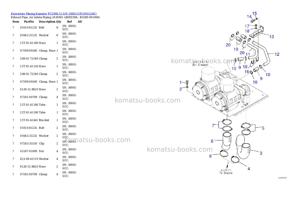 Komatsu pc2000-11 s/n 30001-up Parts catalog cover Page 5 Komatsu pc2000-11 s/n 30001-up Parts catalog cover Page 5