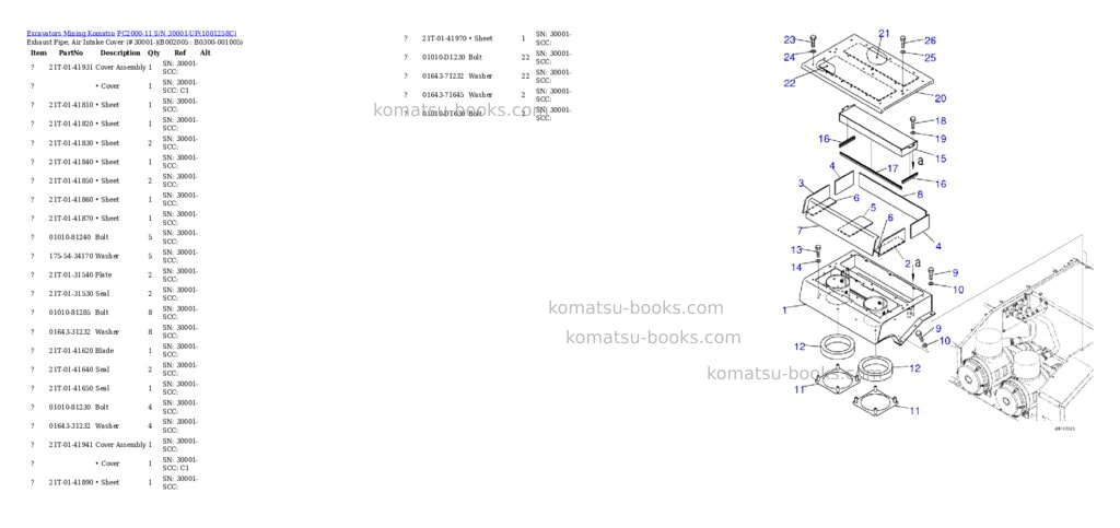 Komatsu pc2000-11 s/n 30001-up Parts catalog cover Page 6 Komatsu pc2000-11 s/n 30001-up Parts catalog cover Page 6