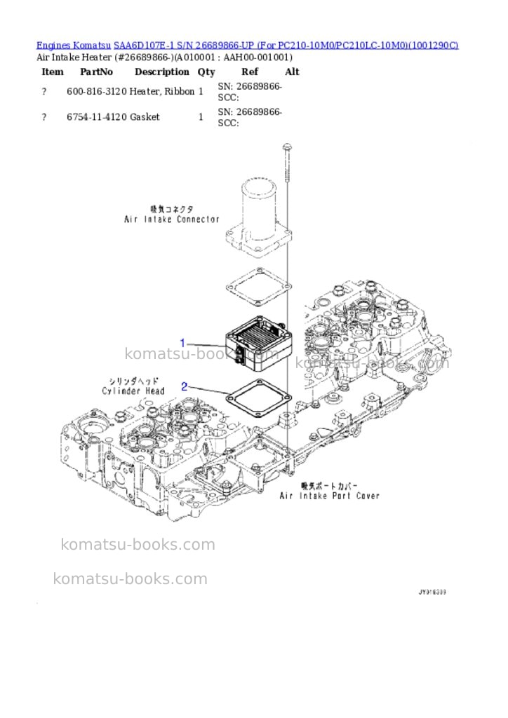 Komatsu saa6d107e-1 s/n 26689866-up for pc210-10m0/pc210lc-10m0 Parts catalog cover Page 6