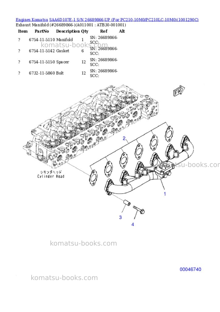 Komatsu saa6d107e-1 s/n 26689866-up for pc210-10m0/pc210lc-10m0 Parts catalog cover Page 7
