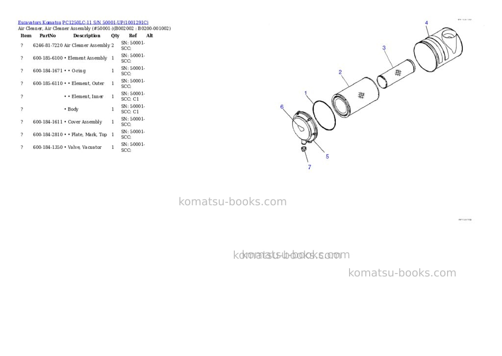 Komatsu pc1250lc-11 s/n 50001-up Parts catalog cover Page 5