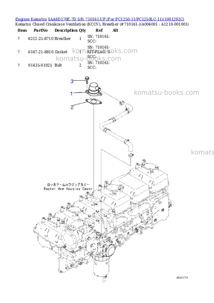 Komatsu saa6d170e-7d s/n 710161-up for pc1250-11/pc1250lc-11 Parts catalog cover Page 3