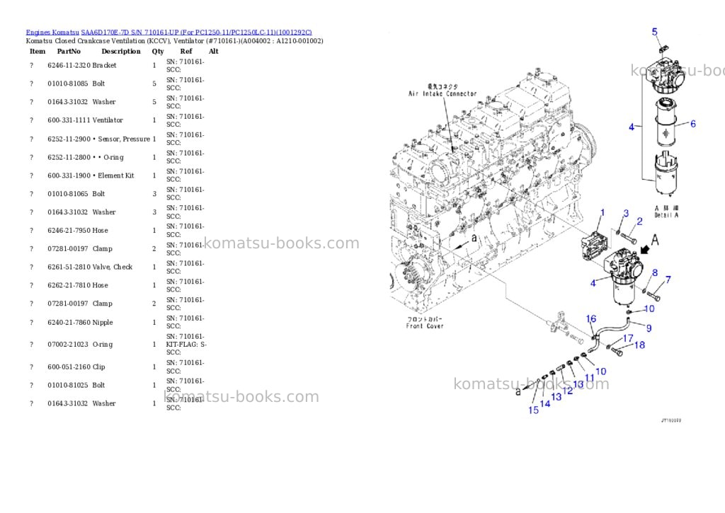 Komatsu saa6d170e-7d s/n 710161-up for pc1250-11/pc1250lc-11 Parts catalog cover Page 4