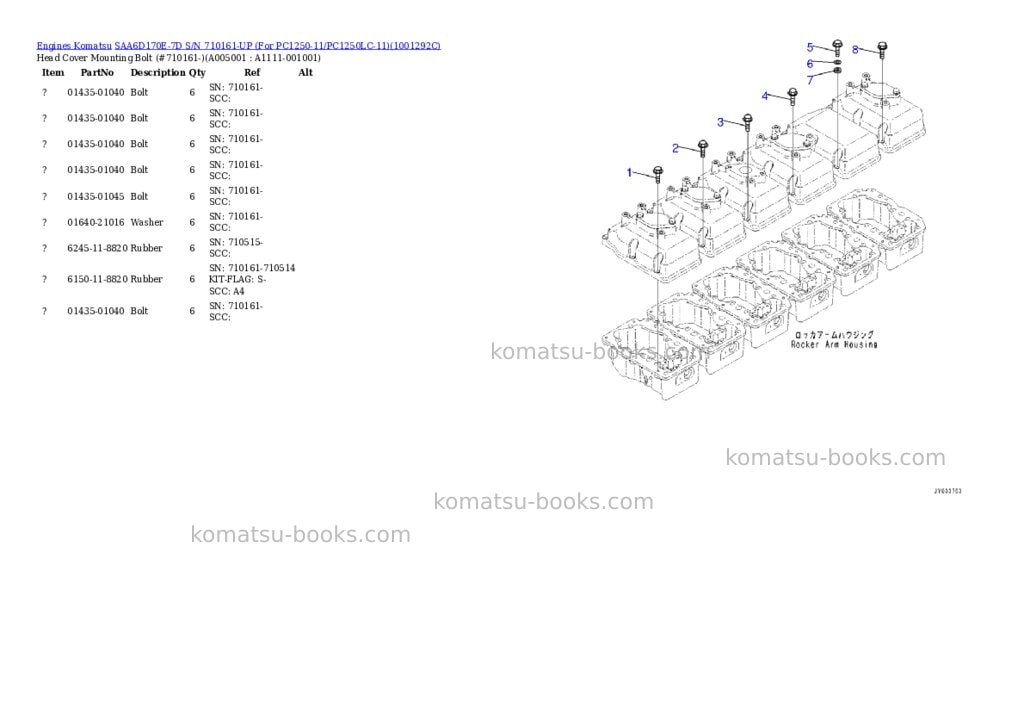 Komatsu saa6d170e-7d s/n 710161-up for pc1250-11/pc1250lc-11 Parts catalog cover Page 8