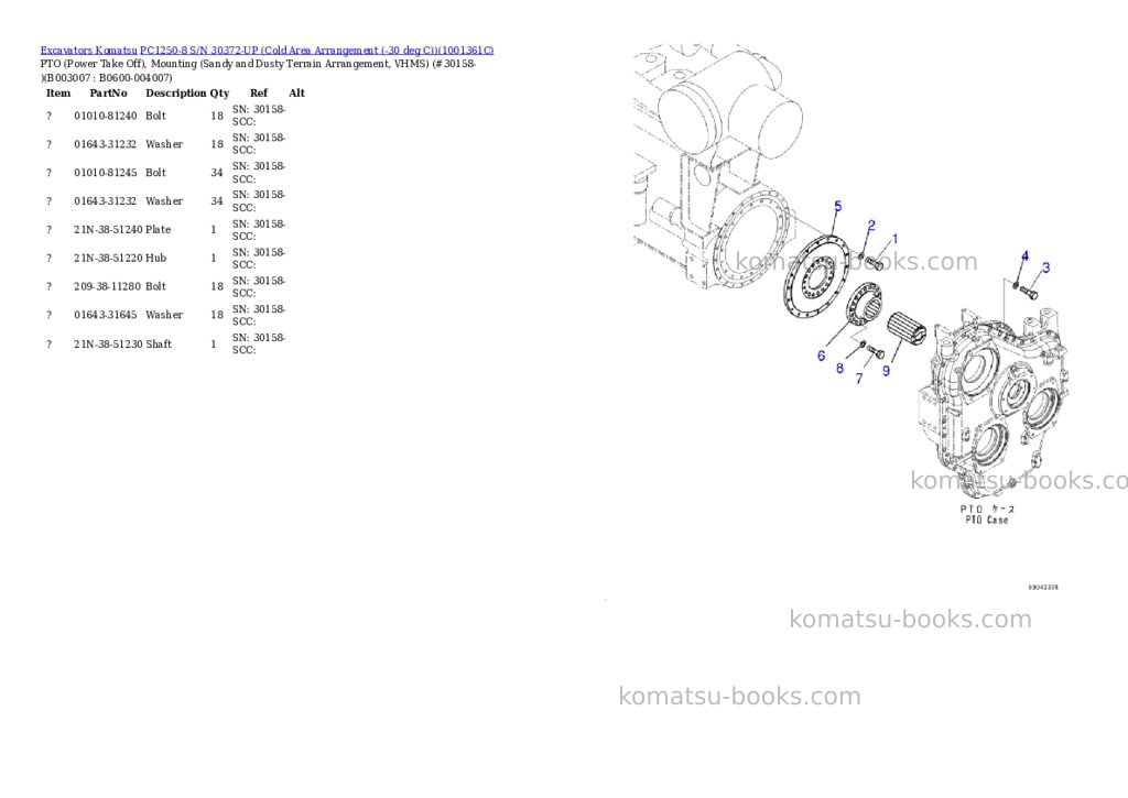 Komatsu pc1250-8 s/n 30372-up cold area arrangement -30 deg c Parts catalog cover Page 9
