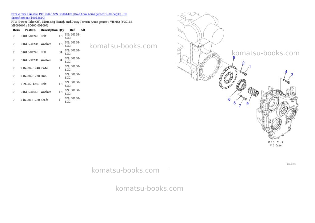 Komatsu pc1250-8 s/n 30364-up cold area arrangement -30 deg c , sp Parts catalog cover Page 9 Komatsu pc1250-8 s/n 30364-up cold area arrangement -30 deg c , sp Parts catalog cover Page 9