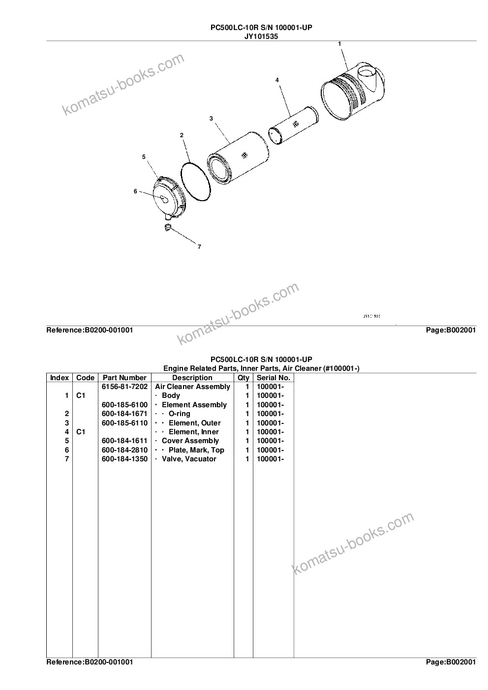 Komatsu pc500lc-10r s/n 100001-up Parts catalog cover Page 6 Komatsu pc500lc-10r s/n 100001-up Parts catalog cover Page 6