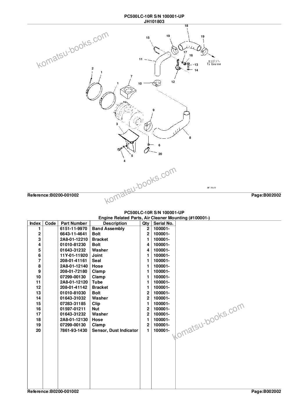 Komatsu pc500lc-10r s/n 100001-up Parts catalog cover Page 7 Komatsu pc500lc-10r s/n 100001-up Parts catalog cover Page 7