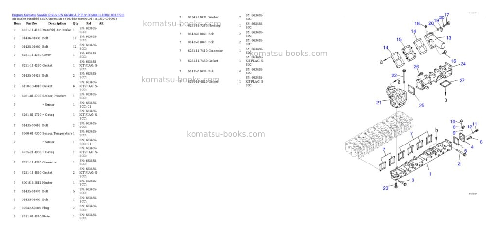 Komatsu saa6d125e-5 s/n 663485-up for pc500lc-10r Parts catalog cover Page 2