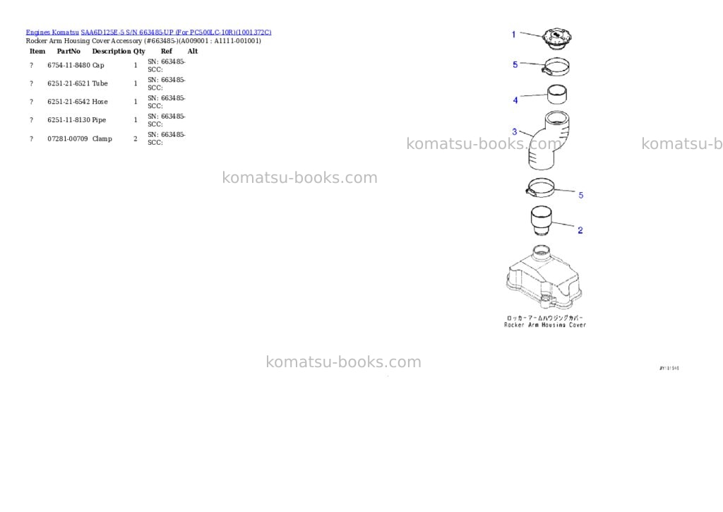 Komatsu saa6d125e-5 s/n 663485-up for pc500lc-10r Parts catalog cover Page 9
