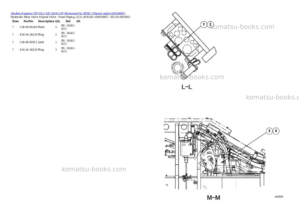Komatsu gd705-5 s/n 26341-up provision for 3dmc chassis only Parts catalog cover Page 3