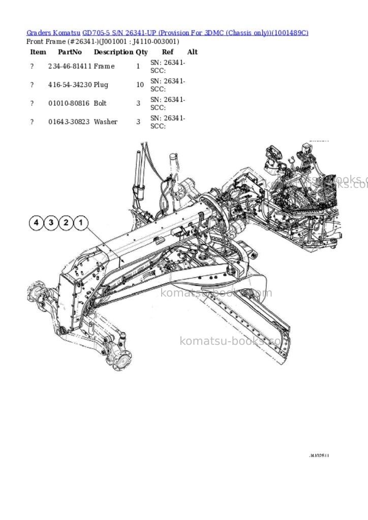 Komatsu gd705-5 s/n 26341-up provision for 3dmc chassis only Parts catalog cover Page 4