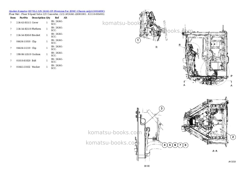 Komatsu gd705-5 s/n 26341-up provision for 3dmc chassis only Parts catalog cover Page 5